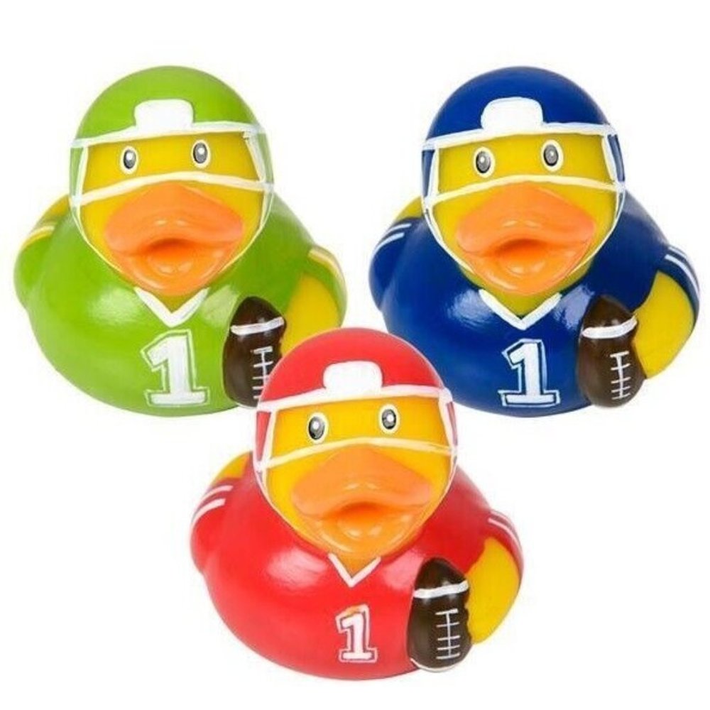 2" FOOTBALL RUBBER DUCKIES - 12 Assorted Ducks Per Order